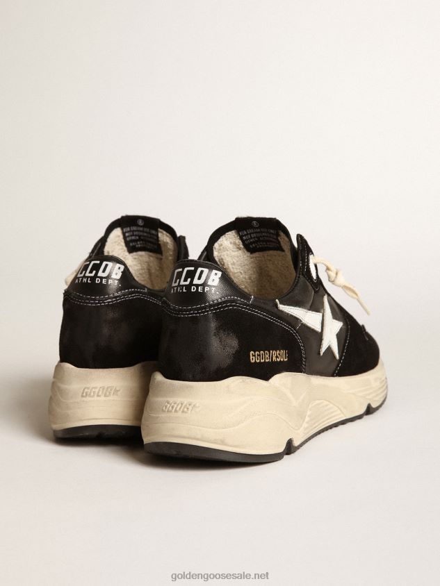 Running Sole in black nappa leather and suede with a white star FN20N656 Men Golden Goose