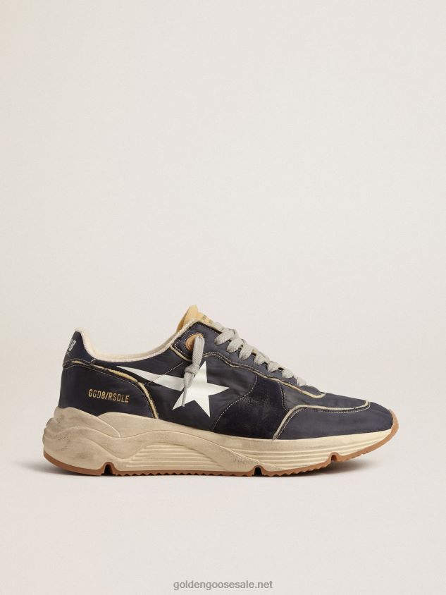 Running Sole in blue nylon with white printed star FN20N652 Men Golden Goose