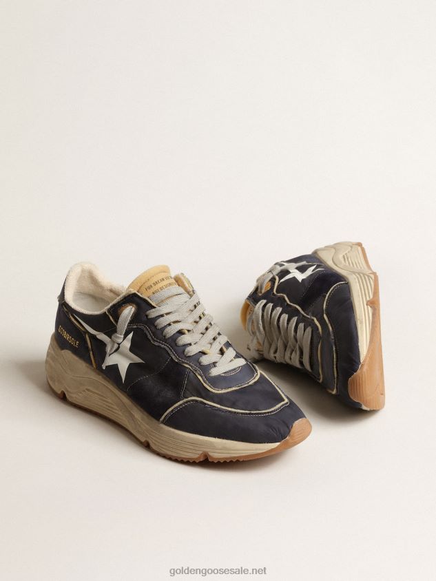 Running Sole in blue nylon with white printed star FN20N652 Men Golden Goose