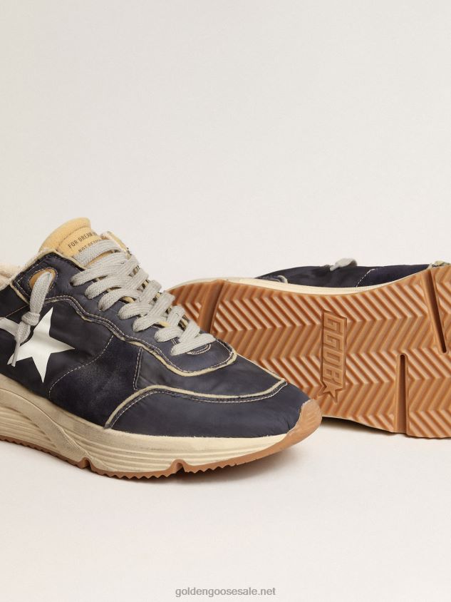 Running Sole in blue nylon with white printed star FN20N652 Men Golden Goose