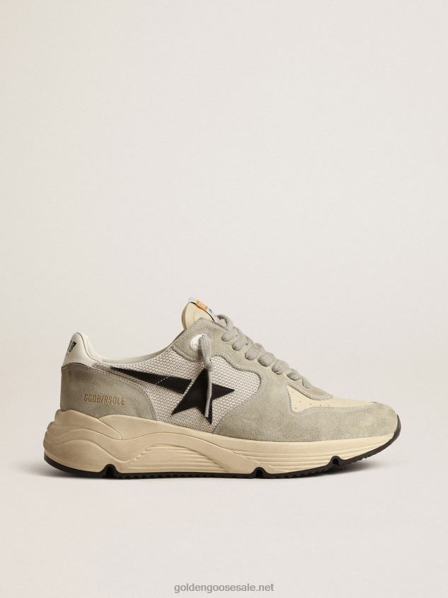 Running Sole in ice-gray suede and mesh with black leather star FN20N618 Men Golden Goose