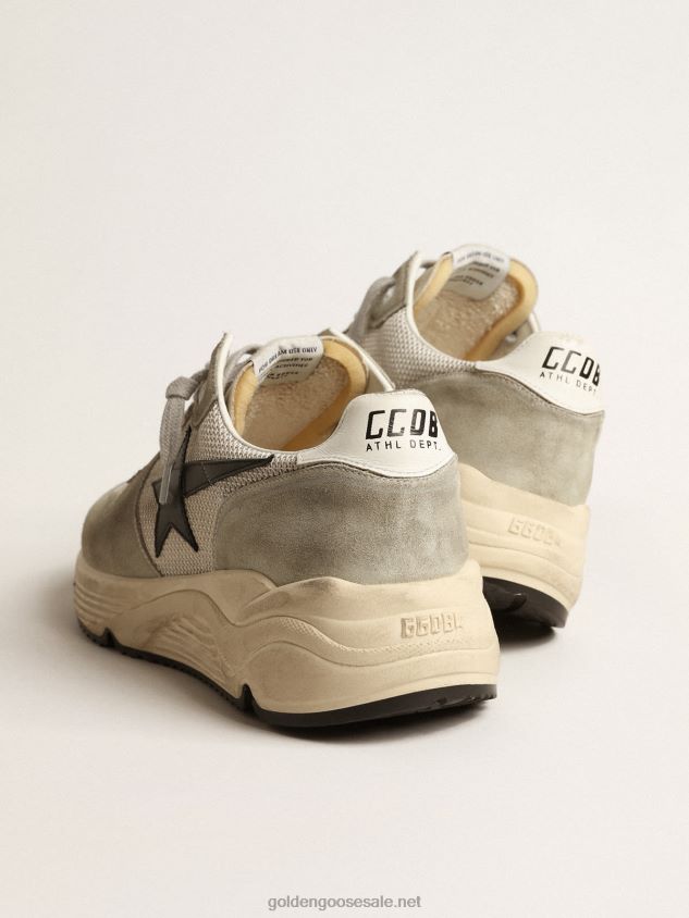 Running Sole in ice-gray suede and mesh with black leather star FN20N618 Men Golden Goose