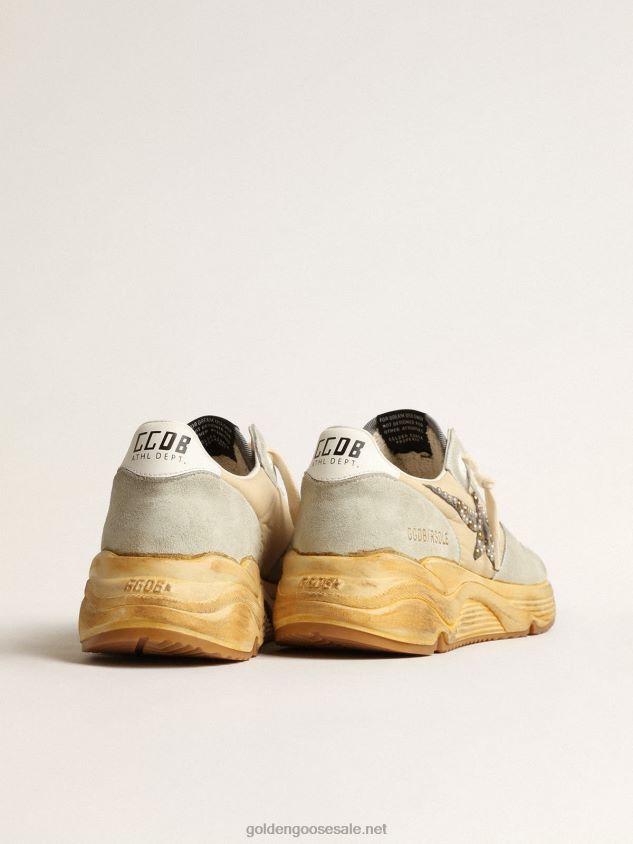 Running Sole in ice gray with studded suede star FN20N625 Men Golden Goose