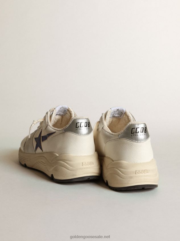 Running Sole in white mesh and nappa leather with a blue star FN20N653 Men Golden Goose