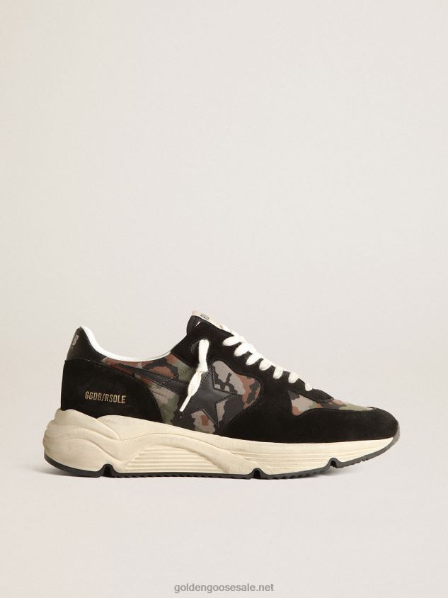 Running Sole sneakers in camouflage-print ripstop nylon with black leather star FN20N641 Men Golden Goose