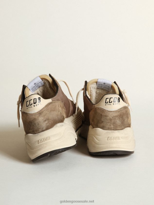 Running Sole sneakers in olive-green mesh and leather with cream-colored leather star and heel tab FN20N568 Men Golden Goose