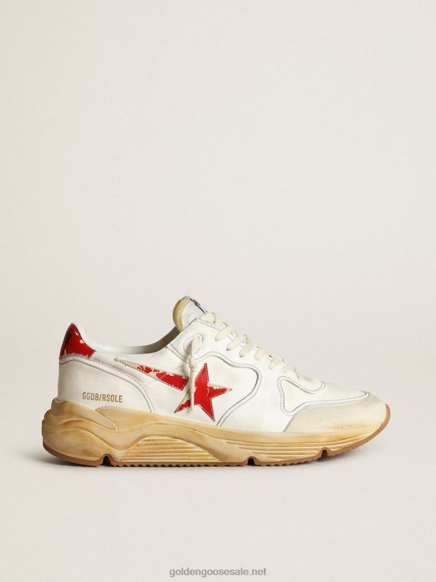 Running Sole sneakers with star and heel tab in leather with red digital print FN20N541 Men Golden Goose