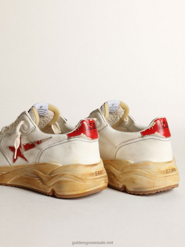 Running Sole sneakers with star and heel tab in leather with red digital print FN20N541 Men Golden Goose