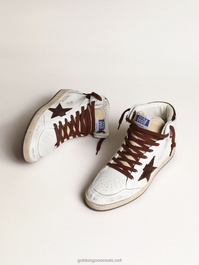 Sky-Star in white nappa leather with a chocolate suede star FN20N661 Men Golden Goose