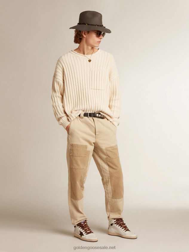 Sky-Star in white nappa leather with a chocolate suede star FN20N661 Men Golden Goose
