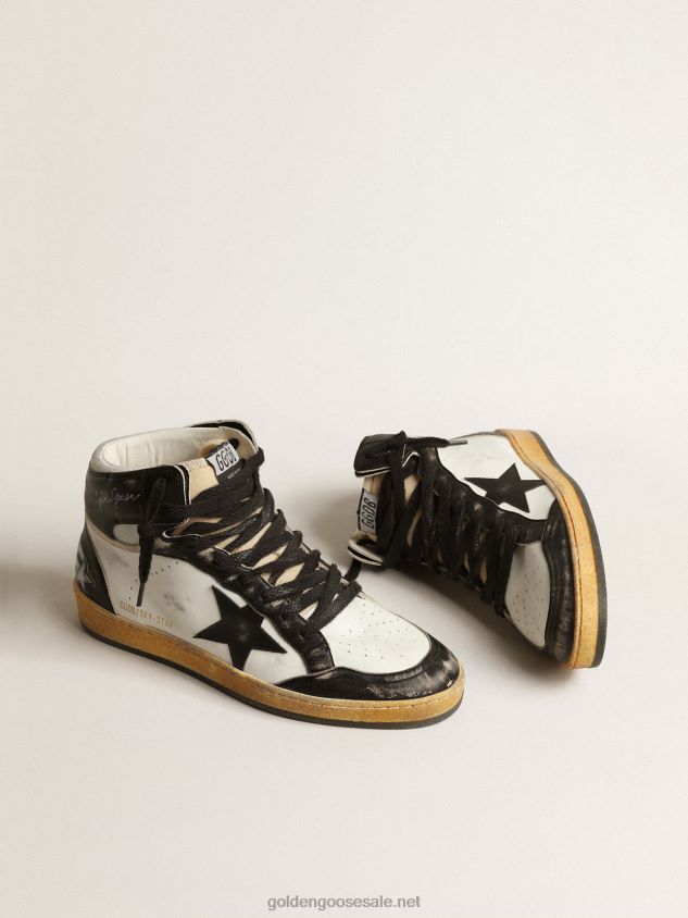 Sky-Star in white nappa leather with black leather star FN20N616 Men Golden Goose