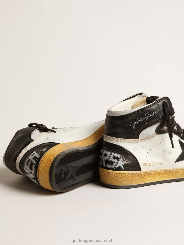 Sky-Star in white nappa leather with black leather star FN20N616 Men Golden Goose
