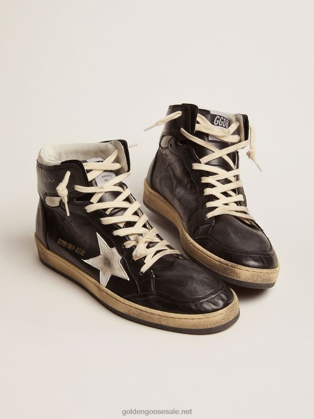 Sky-Star sneakers in black nappa leather with white nappa-leather star FN20N550 Men Golden Goose