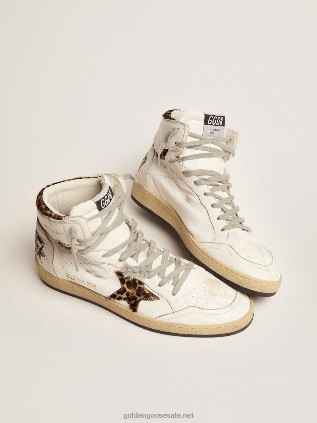 Sky-Star sneakers with signature on the ankle and leopard-print pony skin inserts FN20N593 Men Golden Goose