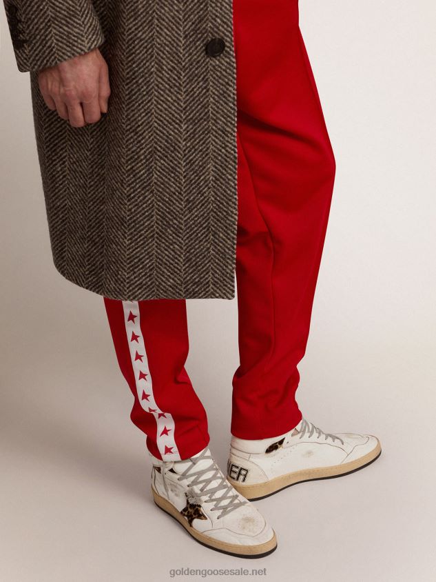Sky-Star sneakers with signature on the ankle and leopard-print pony skin inserts FN20N593 Men Golden Goose