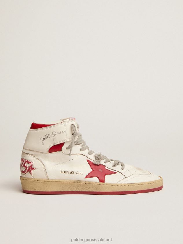 Sky-Star sneakers with signature on the ankle and red leather inserts FN20N504 Men Golden Goose