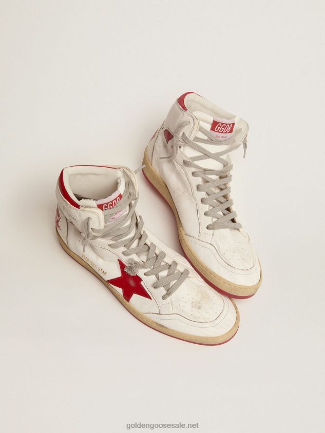 Sky-Star sneakers with signature on the ankle and red leather inserts FN20N504 Men Golden Goose