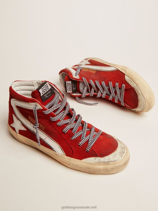 Penstar Slide sneakers in red suede with white details FN20N540 Men Golden Goose