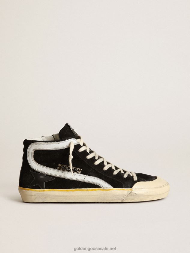 Slide Penstar sneakers in black suede with black leather star and white leather flash FN20N577 Men Golden Goose