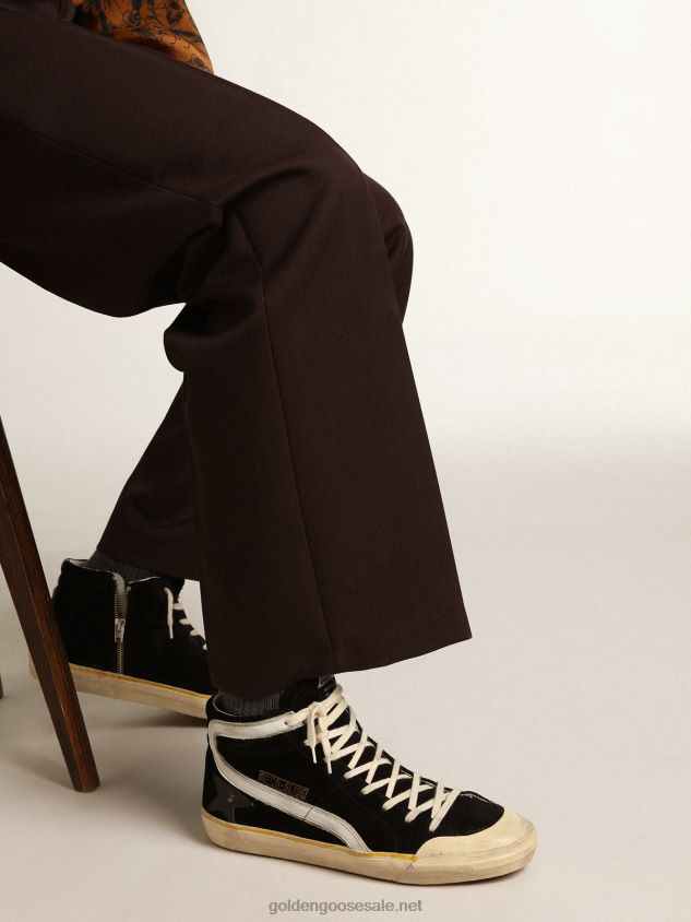 Slide Penstar sneakers in black suede with black leather star and white leather flash FN20N577 Men Golden Goose