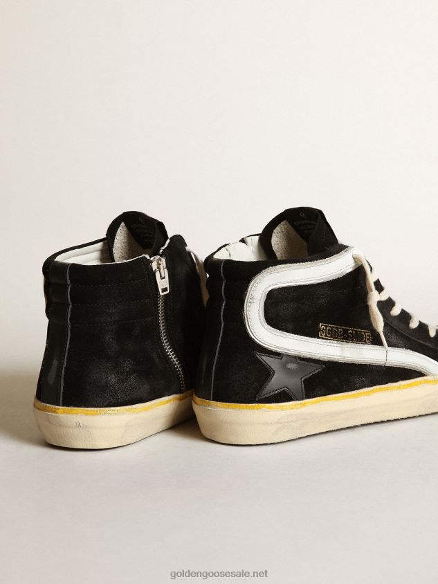 Slide Penstar sneakers in black suede with black leather star and white leather flash FN20N577 Men Golden Goose