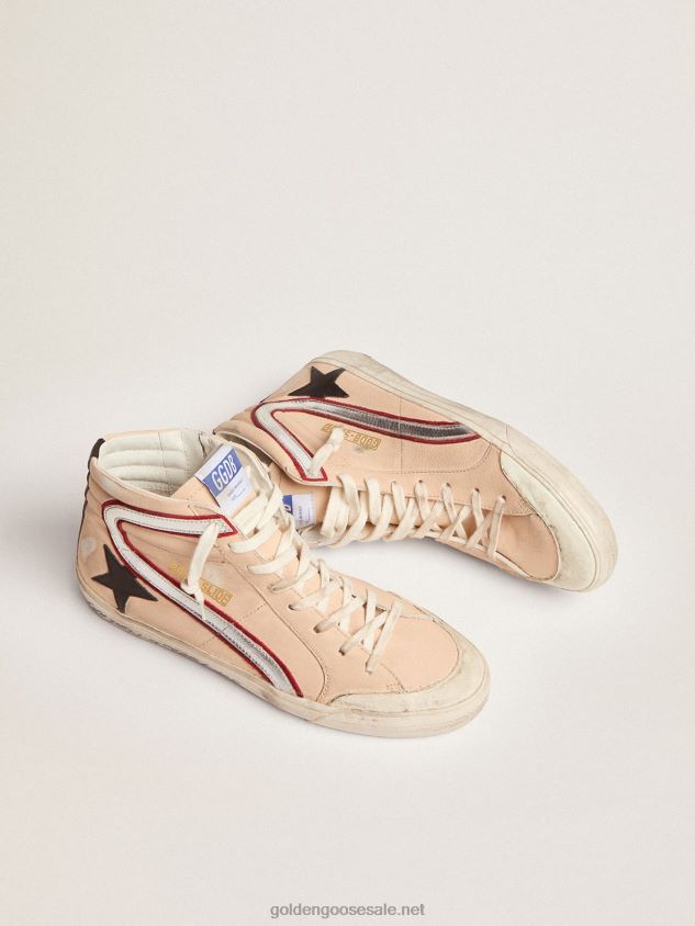 Slide Penstar sneakers in pale salmon-colored nappa leather with black leather star FN20N555 Men Golden Goose