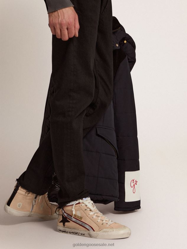 Slide Penstar sneakers in pale salmon-colored nappa leather with black leather star FN20N555 Men Golden Goose