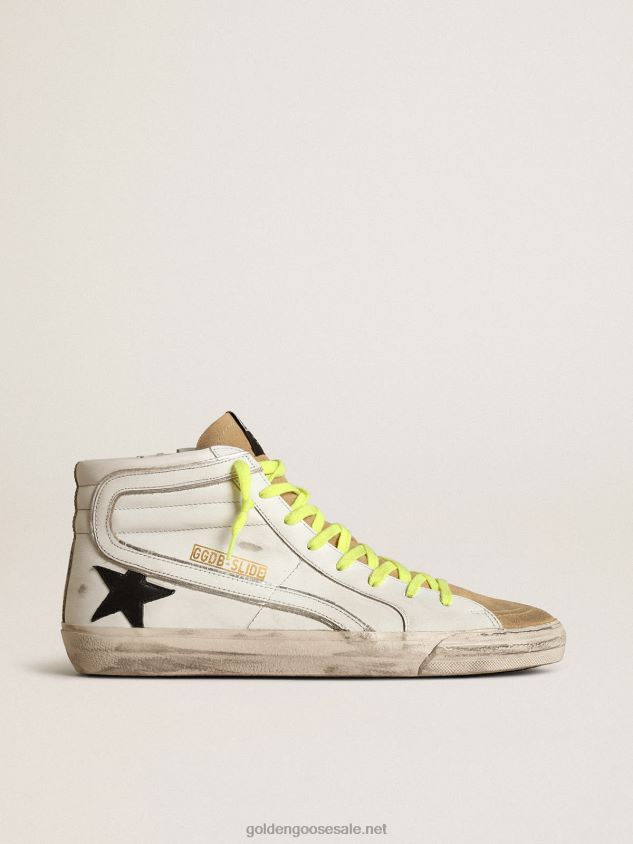 Slide sneakers in suede and leather with camouflage vertical strip FN20N600 Men Golden Goose