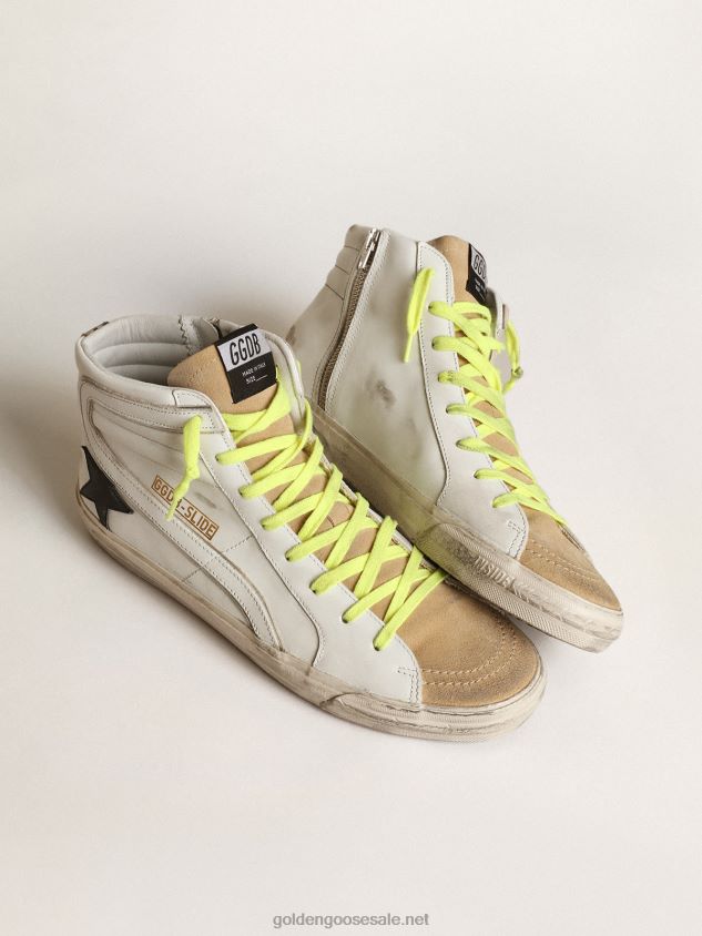 Slide sneakers in suede and leather with camouflage vertical strip FN20N600 Men Golden Goose