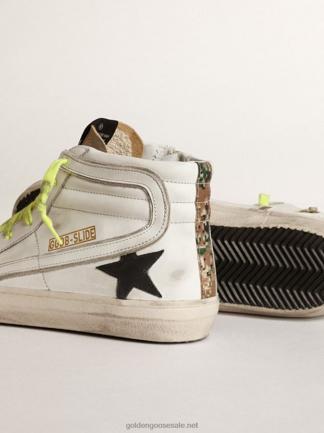Slide sneakers in suede and leather with camouflage vertical strip FN20N600 Men Golden Goose