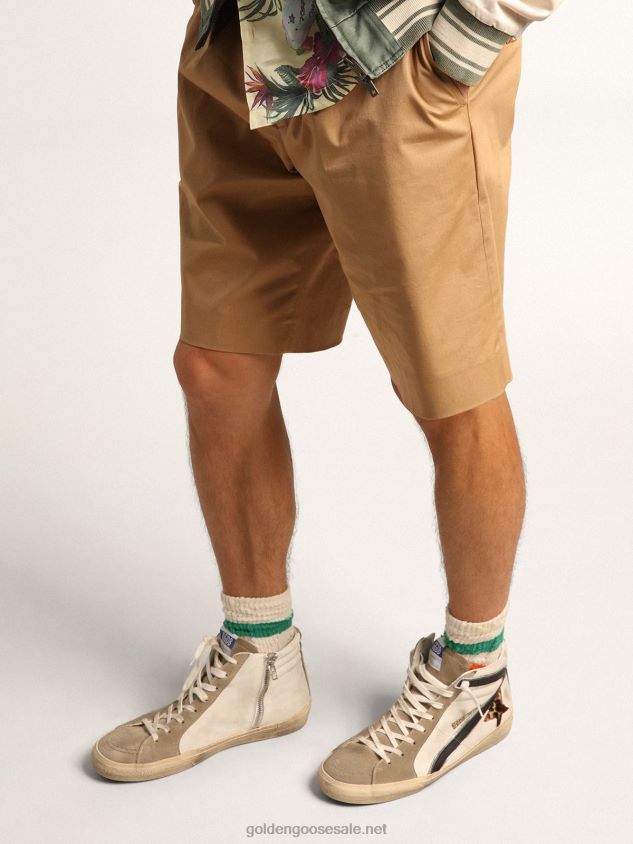 Slide sneakers with leopard-print pony skin star and black leather flash FN20N524 Men Golden Goose