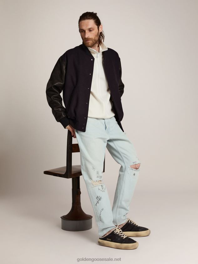 Space-Star Sabot shoes in quilted black nylon with shearling lining FN20N613 Men Golden Goose