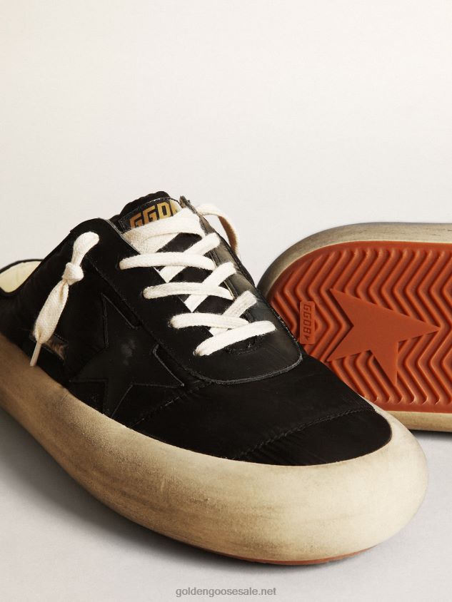Space-Star Sabots in black nylon with black leather star FN20N608 Men Golden Goose