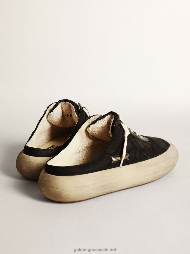 Space-Star Sabots in black nylon with black leather star FN20N608 Men Golden Goose