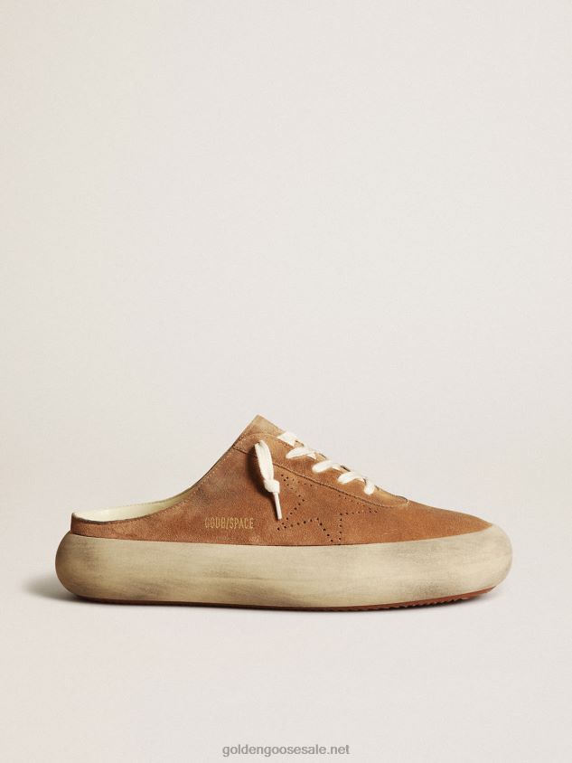 Space-Star Sabots in tobacco suede with perforated star FN20N609 Men Golden Goose
