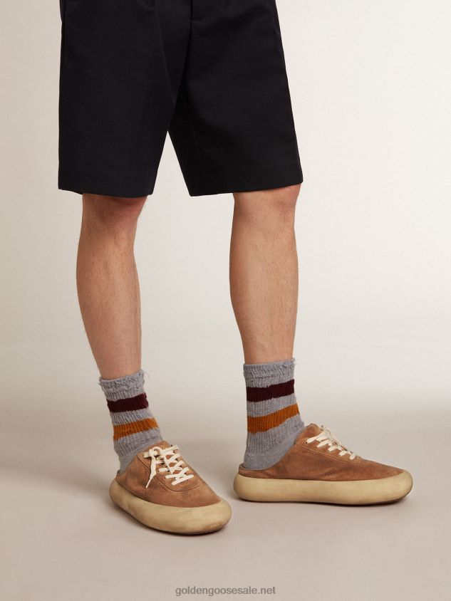 Space-Star Sabots in tobacco suede with perforated star FN20N609 Men Golden Goose