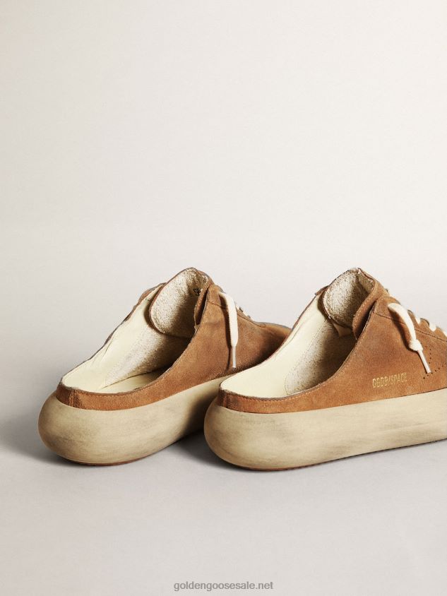 Space-Star Sabots in tobacco suede with perforated star FN20N609 Men Golden Goose