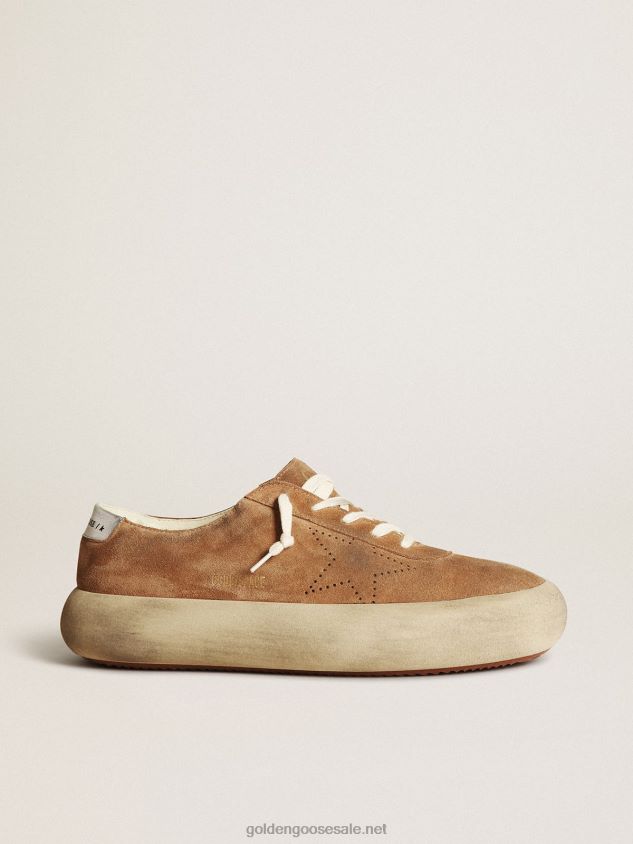 Space-Star in tobacco-colored suede with perforated star FN20N611 Men Golden Goose