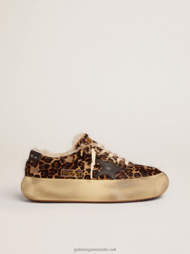 Space-Star shoes in animal-print pony skin with shearling lining FN20N584 Men Golden Goose