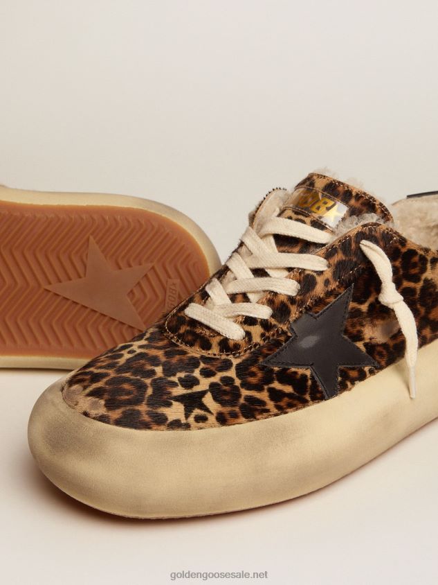 Space-Star shoes in animal-print pony skin with shearling lining FN20N584 Men Golden Goose