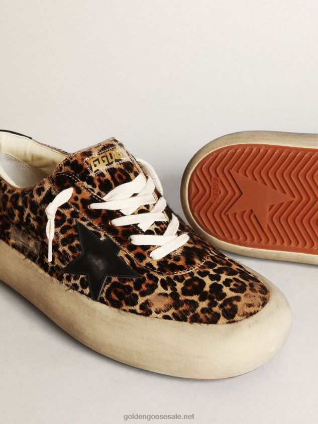 Space-Star shoes in leopard-print pony skin with black leather star and heel tab FN20N632 Men Golden Goose