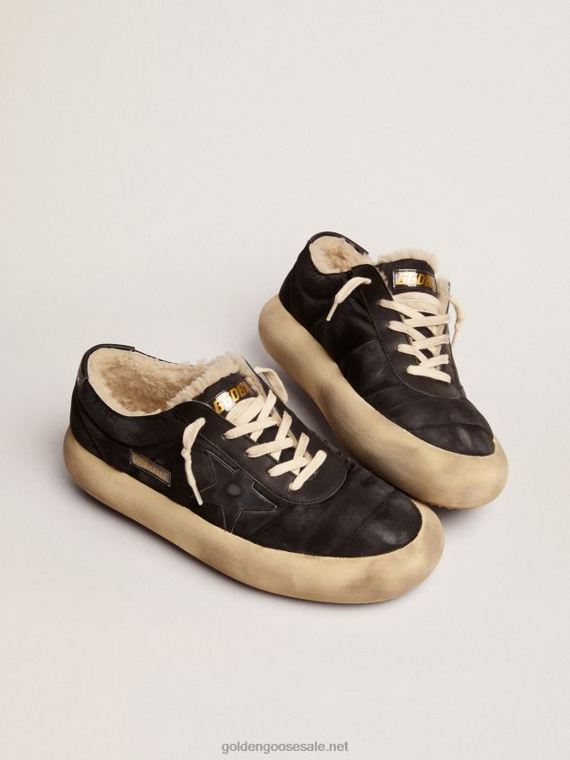 Space-Star shoes in quilted black nylon with shearling lining FN20N672 Men Golden Goose