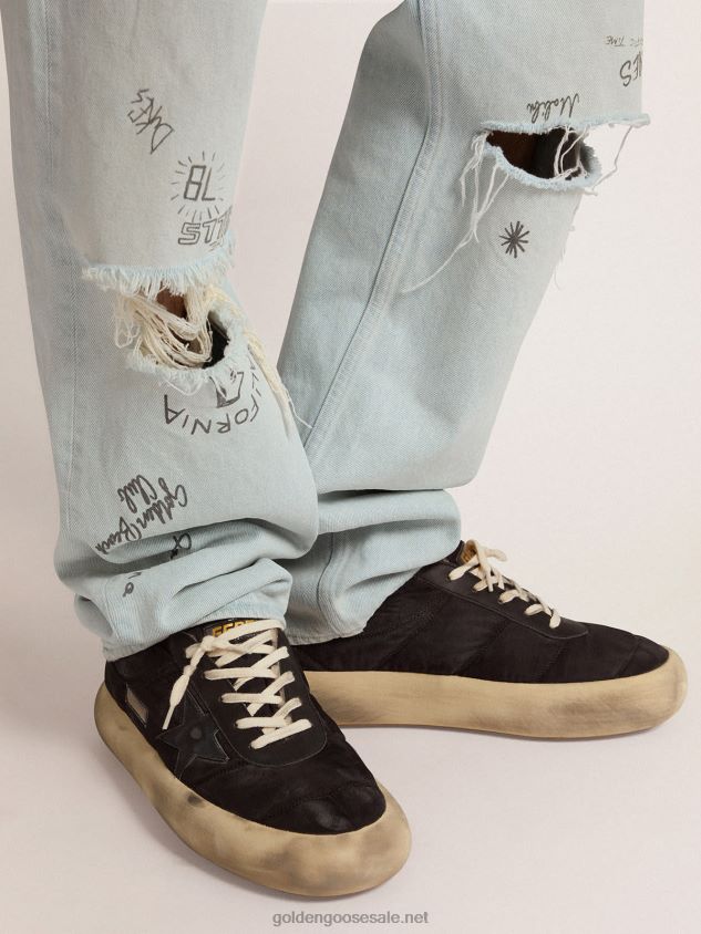 Space-Star shoes in quilted black nylon with shearling lining FN20N672 Men Golden Goose