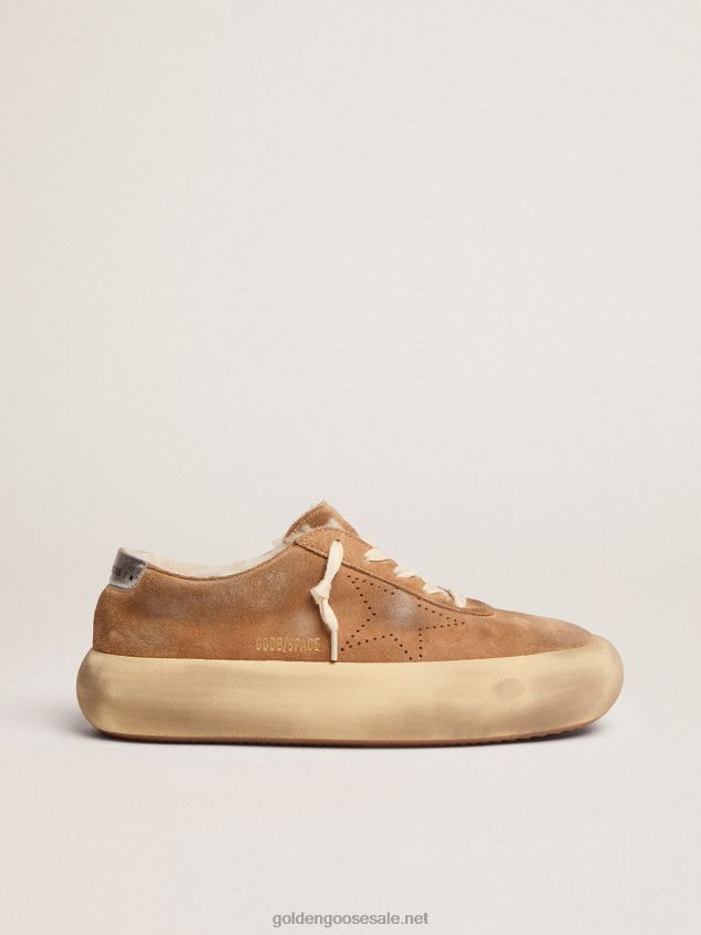 Space-Star shoes in tobacco-colored suede with shearling lining FN20N514 Men Golden Goose