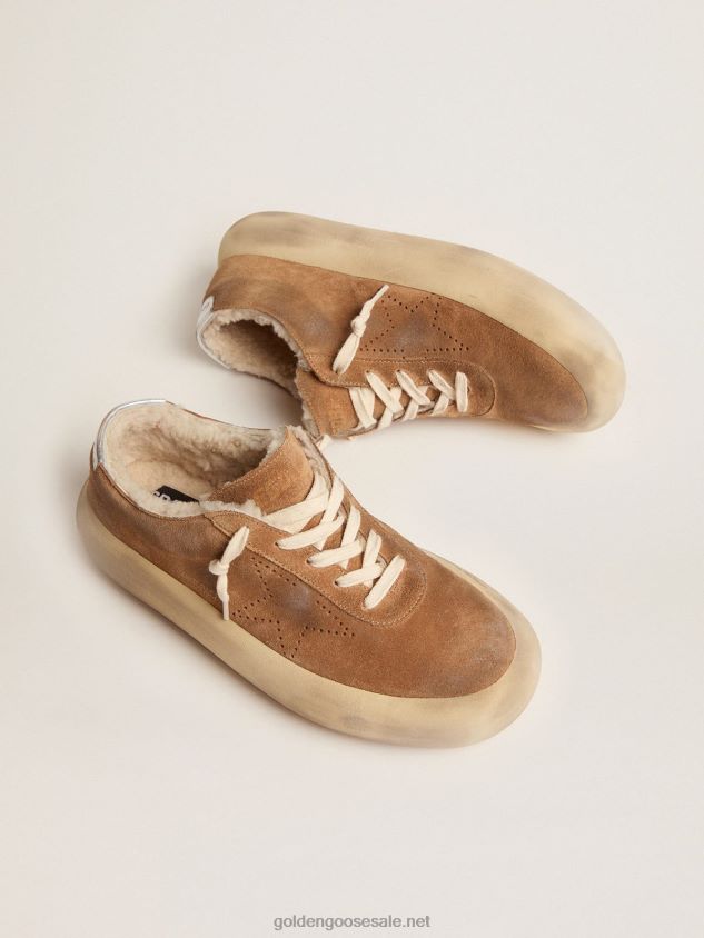 Space-Star shoes in tobacco-colored suede with shearling lining FN20N514 Men Golden Goose