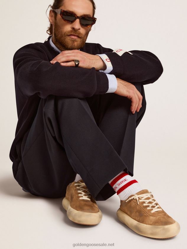 Space-Star shoes in tobacco-colored suede with shearling lining FN20N514 Men Golden Goose