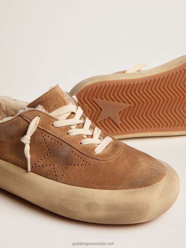 Space-Star shoes in tobacco-colored suede with shearling lining FN20N514 Men Golden Goose