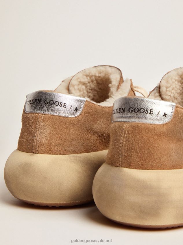 Space-Star shoes in tobacco-colored suede with shearling lining FN20N514 Men Golden Goose
