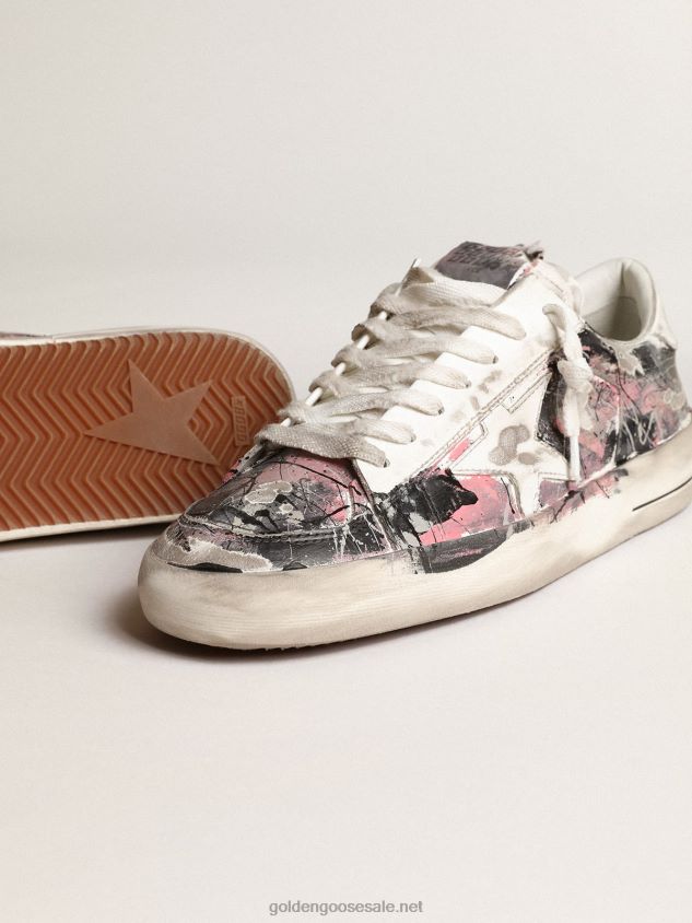 Stardan LAB in leather with all-over multicolored paint splatters FN20N674 Men Golden Goose