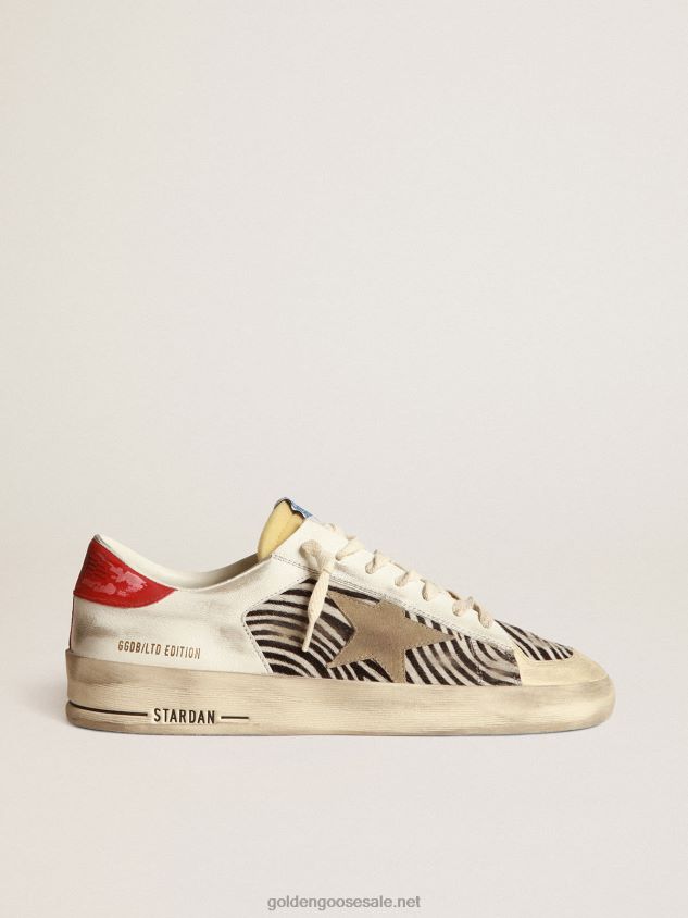 Stardan LAB in zebra-print pony skin with ice-gray star FN20N673 Men Golden Goose